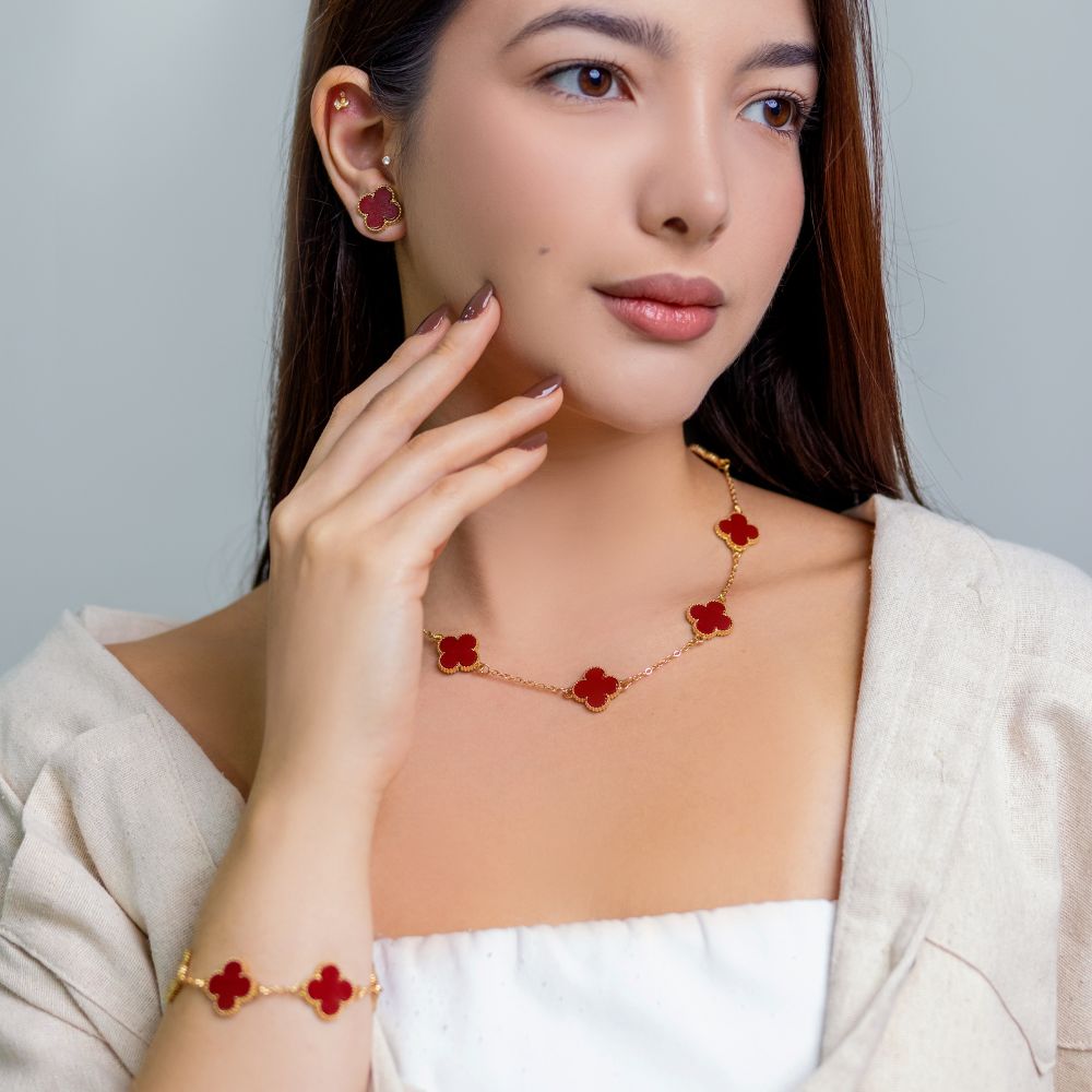 Conjunto Colar 10 Trevos e Pulseira