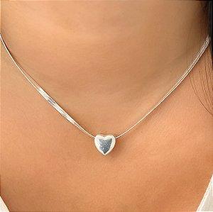 COLAR CORRENTE FITA CORAÇÃO LISO FOLHEADO A OURO 18K SEMIJOIA⭐️
