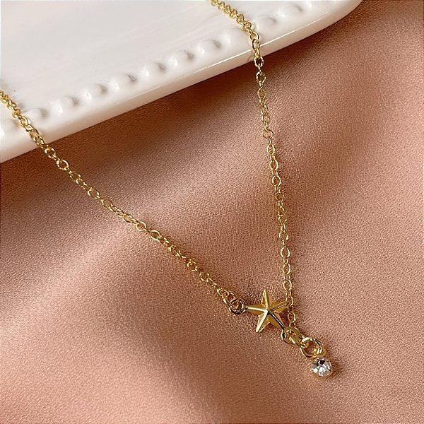 COLAR ESTRELA DELICADA FOLHEADO A OURO 18K SEMIJOIA⭐️