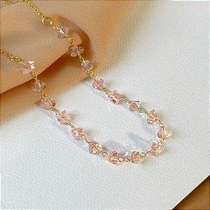 COLAR CORRENTE DELICADA CORAÇÕES PÉROLAS FOLHEADO A OURO 18K⭐️