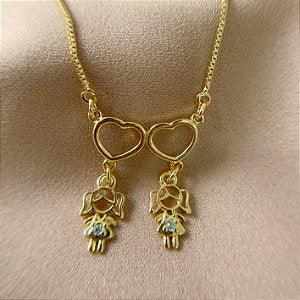 COLAR MENINO CORAÇÃO VAZADO FOLHEADO A OURO 18K⭐️