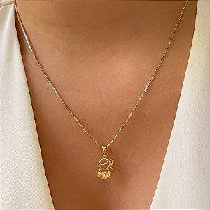 COLAR CORAÇÃO CLÁSSICO CRAVEJADO A OURO 18K⭐️