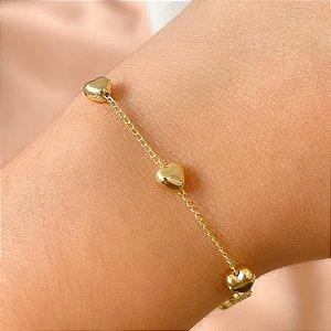 COLAR CORAÇÕES ACHATADOS FOLHEADO A OURO 18K⭐️