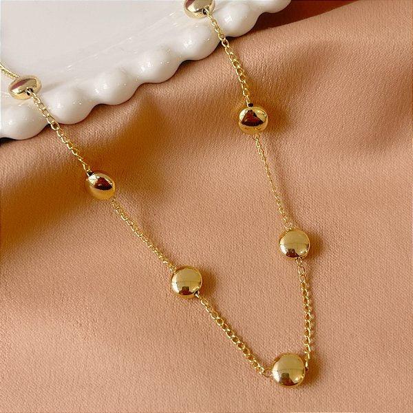 COLAR BOLINHAS ACHATADAS A OURO 18K⭐️