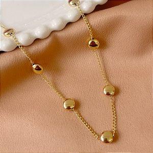 COLAR CORAÇÕES ACHATADOS FOLHEADO A OURO 18K⭐️