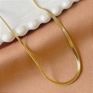 COLAR CORRENTE FITA CORAÇÃO LISO FOLHEADO A OURO 18K SEMIJOIA⭐️