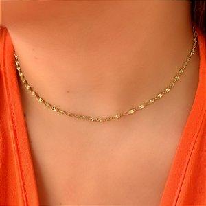 COLAR CORRENTE DETALHADA FOLHEADO A OURO 18K⭐