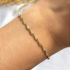 PULSEIRA RAMINHOS FOLHEADA A OURO 18K SEMIJOIA⭐