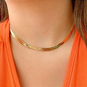 COLAR CORRENTE DETALHADA FOLHEADO A OURO 18K⭐