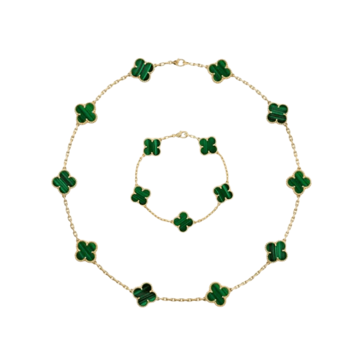 Conjunto Colar 10 Trevos e Pulseira