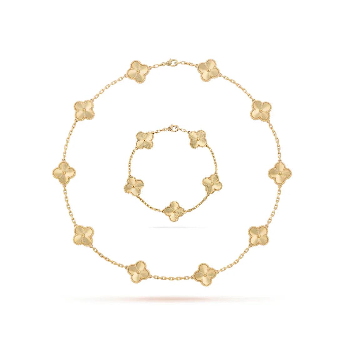 Conjunto Colar 10 Trevos e Pulseira