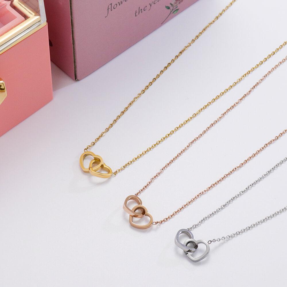 Colar de Prata 925 de Coração Entrelaçado Personalizado