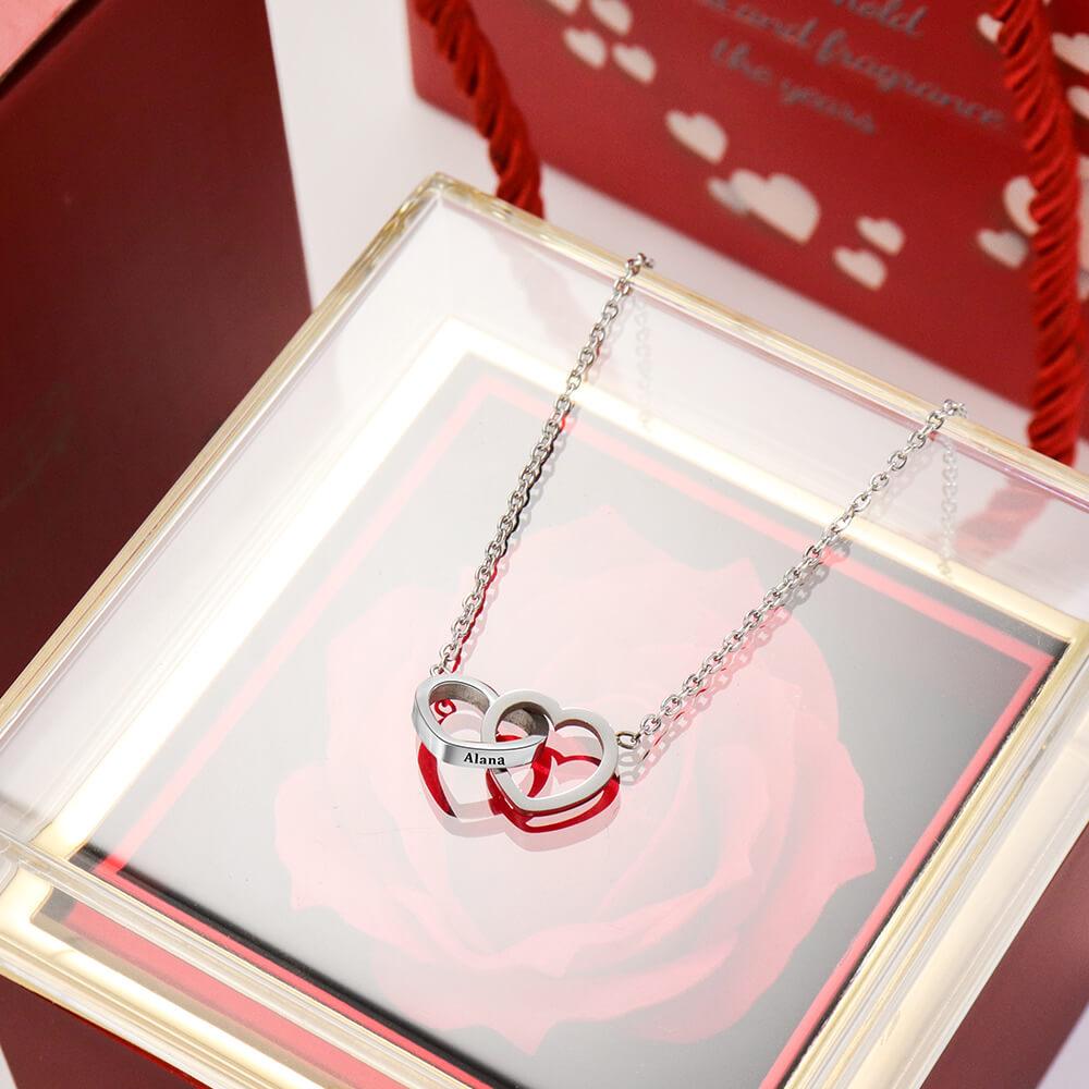 Colar de Prata 925 de Coração Entrelaçado Personalizado