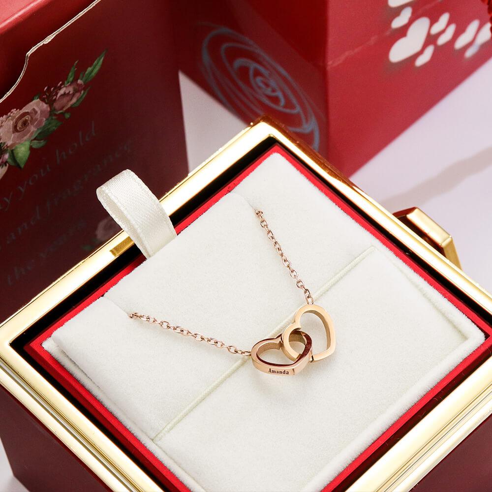 Colar de Prata 925 de Coração Entrelaçado Personalizado
