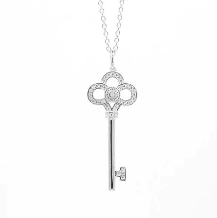 Colar Chave em Platina - Prata 925