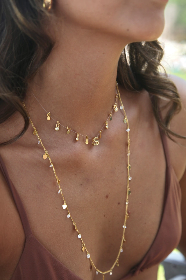 Choker Illusion Dourada Banhada a Ouro 18k