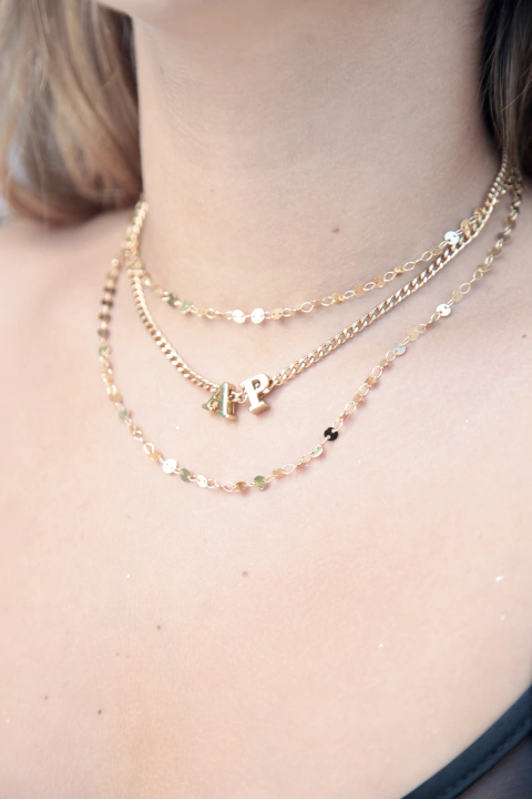 Colar Longo Bolinhas Douradas Folheado a Ouro 18k