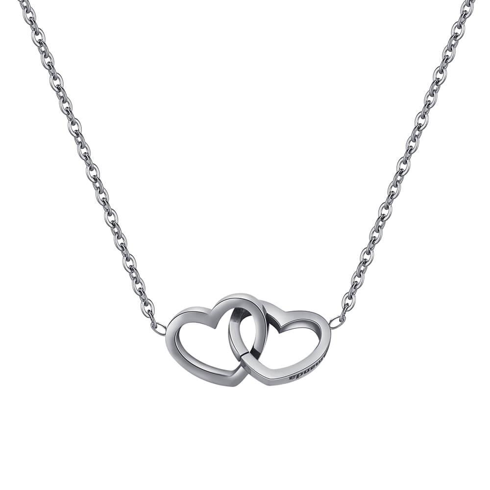 Colar de Prata 925 de Coração Entrelaçado Personalizado