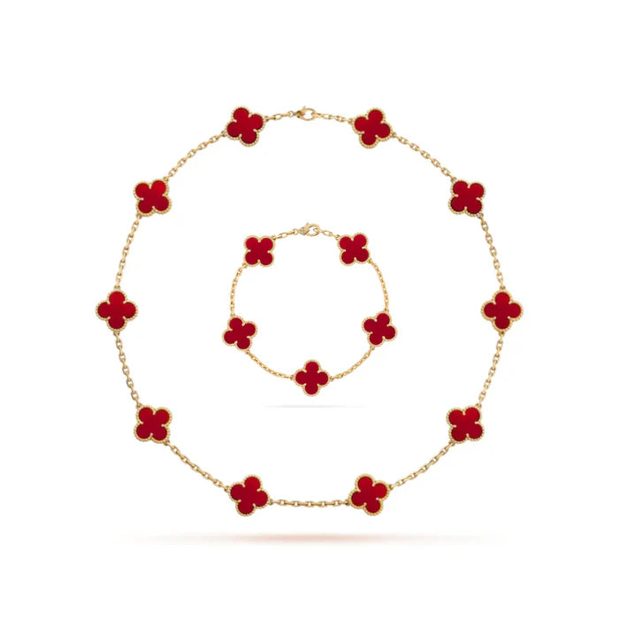 Conjunto Colar 10 Trevos e Pulseira