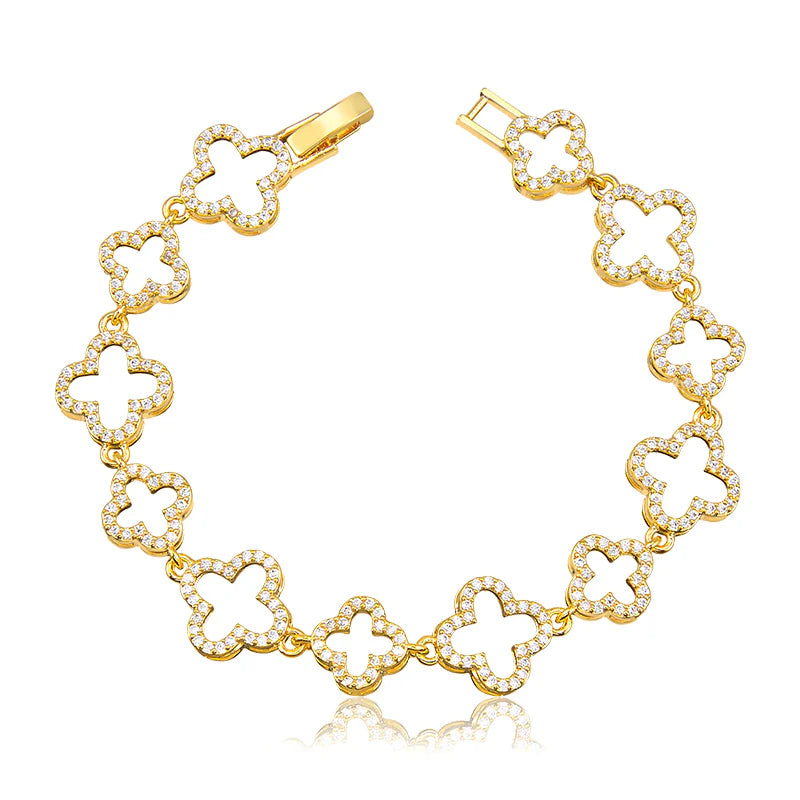 Pulseira Van Cravejada Banhada a Ouro 18k