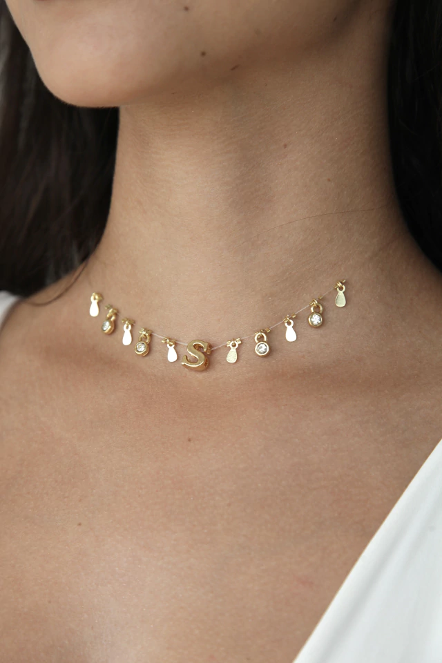 Choker Illusion Dourada Banhada a Ouro 18k