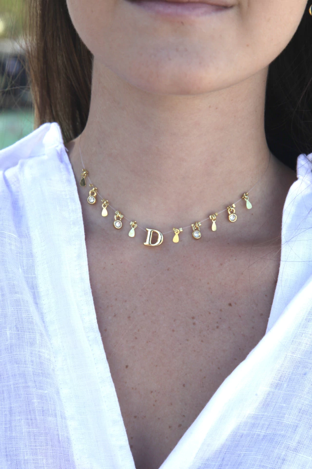 Choker Illusion Dourada Banhada a Ouro 18k