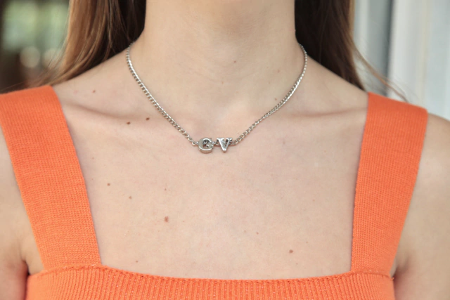 Choker Names Prata Banhada no Ródio Branco