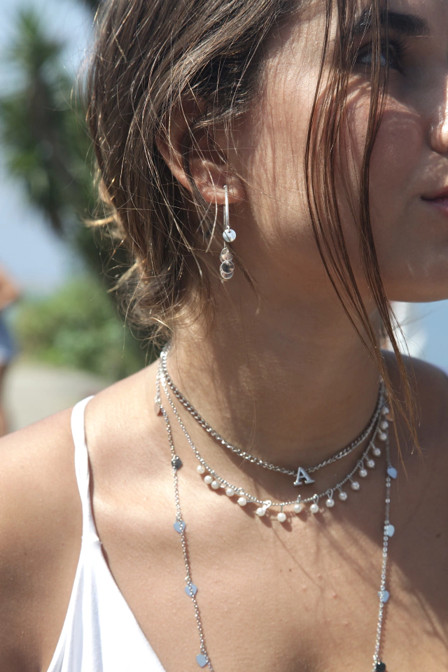 Choker Names Prata Banhada no Ródio Branco