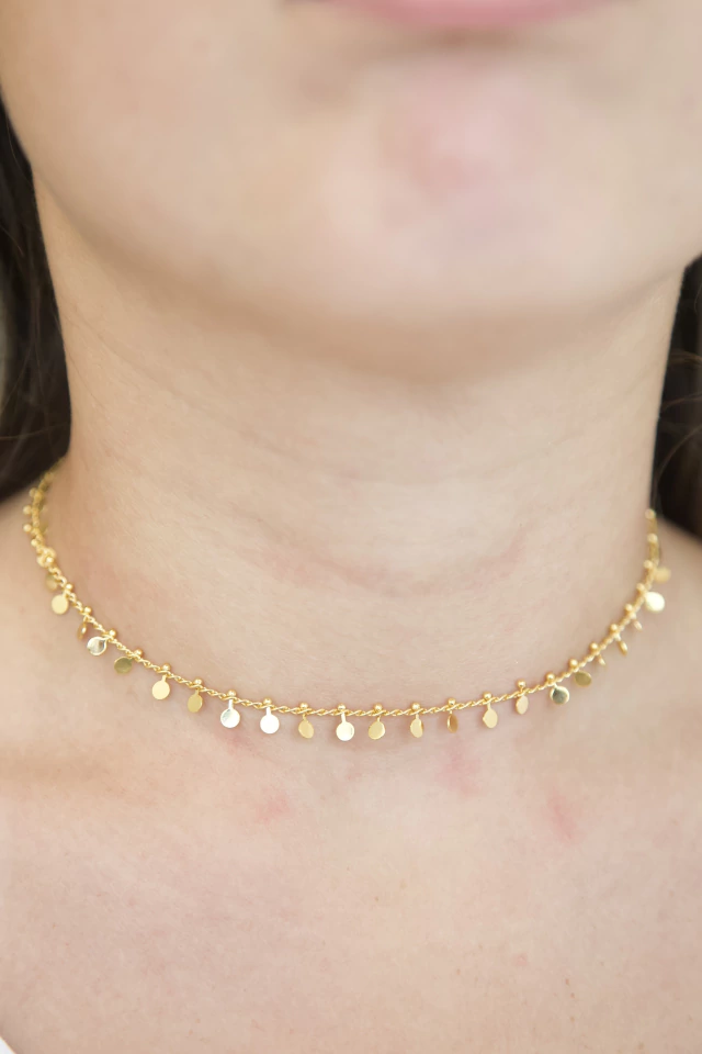 Choker Medalhas Dourada Folheada a Ouro 18k