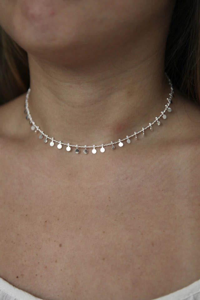 Choker Medalhas Banhada à Prata