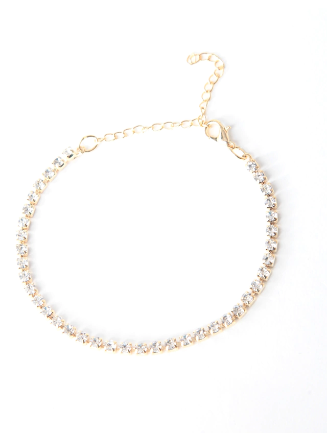 Pulseira Strass Folheada a ouro 18k