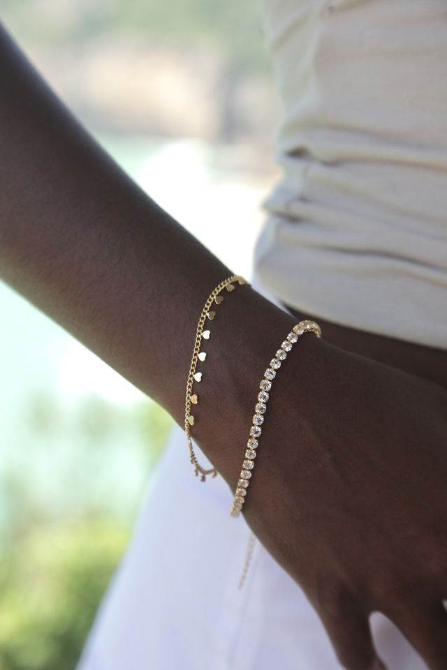 Pulseira Strass Folheada a ouro 18k