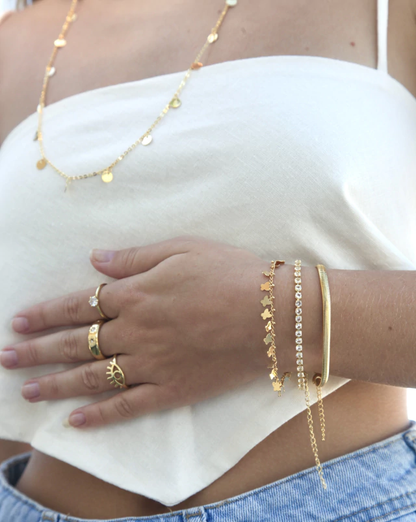 Pulseira Strass Folheada a ouro 18k