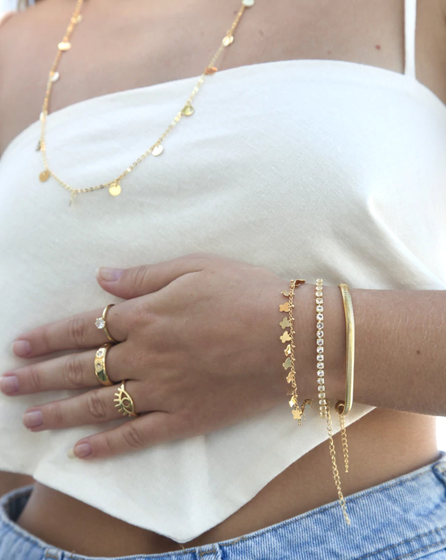 Pulseira Strass Folheada a ouro 18k