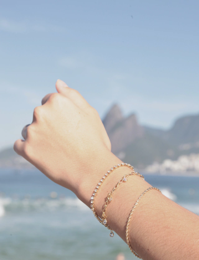 Pulseira Cordão Baiano Folheada a ouro 18k