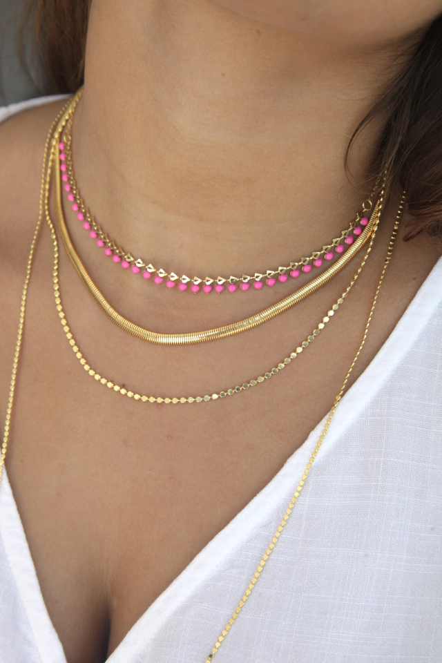 Choker Mari Folheada a ouro 18k