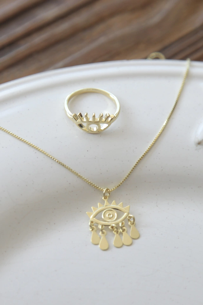 Colar Gotas Eye Banhado a Ouro 18k