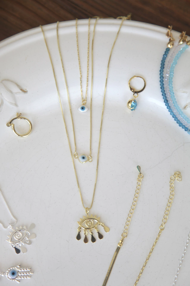 Colar Gotas Eye Banhado a Ouro 18k