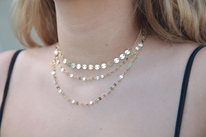 Colar Longo Bolinhas Douradas Folheado a Ouro 18k